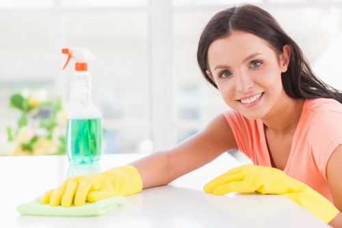 Carpet cleaning technician preparing equipment for service