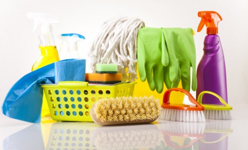 Cleaning specialist treating carpet stain with care