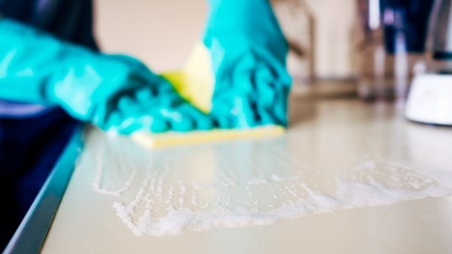 Close-up of expert carpet cleaning treatment on a carpet in Wimbledon